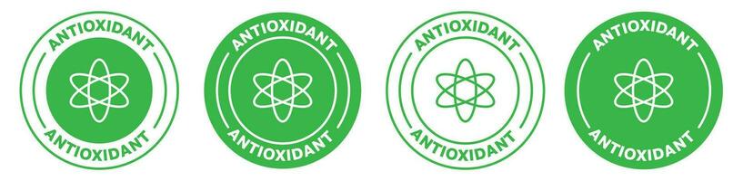 antioxidant icoon zegel reeks in groen kleur. natuurlijk anti oxidatiemiddel voeding vector stempel.