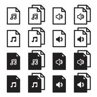 muziek- audio het dossier icoon set. downloaden mp3 het dossier pictogram vector. vector
