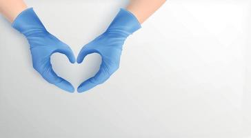 handen in handschoenen in de vorm van een hart vector