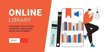 online bibliotheek horizontale banner vector