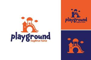 speelplaats logo ontwerp is een grafisch Bedrijfsmiddel geschikt voor bedrijven of organisaties dat focus Aan kinderen Speel ruimten of recreatief activiteiten. het is ideaal voor logo's, branding vector