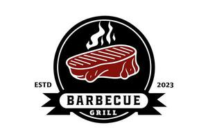 bbq partij logo is een ontwerp Bedrijfsmiddel geschikt voor creëren logos of branding materialen voor barbecue feesten, kooklessen, of ieder voedselgerelateerd evenementen met een pret en gewoontjes atmosfeer. vector