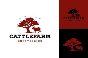 vee boerderij land kant logo is geschikt voor logos en branding verwant naar vee boerderijen in landelijk gebieden. vector