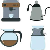 reeks van koffie maken apparatuur. geïsoleerd Aan wit achtergrond. vector icoon.