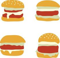 hamburger voedsel illustratie met vlak ontwerp. geïsoleerd vector set.