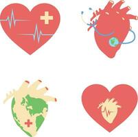wereld hart dag icoon met hart en stethoscoop. geïsoleerd vector set.