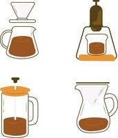 koffie maken uitrusting illustratie set. geïsoleerd vector. vector