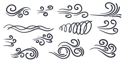 comics stijl tekening wind beweging verzameling. hand- getrokken vector illustratie reeks