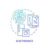 2d blauw helling icoon elektronica concept, gemakkelijk geïsoleerd vector, c2c dun lijn illustratie. vector