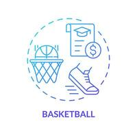 2d basketbal dun lijn helling icoon concept, geïsoleerd vector, illustratie vertegenwoordigen atletisch studiebeurs. vector