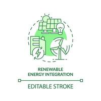 bewerkbare hernieuwbaar energie integratie groen icoon concept, geïsoleerd vector, duurzame kantoor dun lijn illustratie. vector