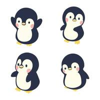 schattig gelukkig vogel pinguïn tekening reeks vector