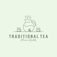 icoon traditioneel thee lijn kunst minimalistische illustratie logo ontwerp vector