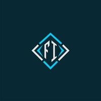 fi eerste monogram logo met plein stijl ontwerp vector