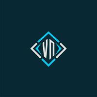 vn eerste monogram logo met plein stijl ontwerp vector