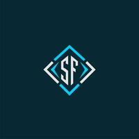 sf eerste monogram logo met plein stijl ontwerp vector