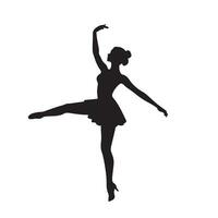zwart silhouet van een persoon in een bevallig ballet houding vector