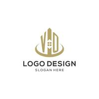 eerste vo logo met creatief huis icoon, modern en professioneel echt landgoed logo ontwerp vector