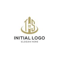 eerste ts logo met creatief huis icoon, modern en professioneel echt landgoed logo ontwerp vector