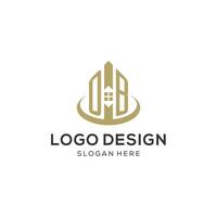 eerste ob logo met creatief huis icoon, modern en professioneel echt landgoed logo ontwerp vector