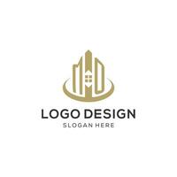 eerste ma logo met creatief huis icoon, modern en professioneel echt landgoed logo ontwerp vector