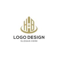 eerste hb logo met creatief huis icoon, modern en professioneel echt landgoed logo ontwerp vector