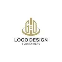 eerste Gaan logo met creatief huis icoon, modern en professioneel echt landgoed logo ontwerp vector