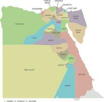 vector kaart van Egypte met gouvernementen of provincies en administratief divisies. bewerkbare en duidelijk gelabeld lagen.