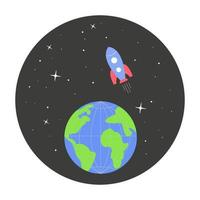 de raket vliegt over de aarde de ruimte in vector
