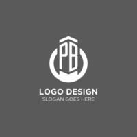 eerste pb cirkel ronde lijn logo, abstract bedrijf logo ontwerp ideeën vector