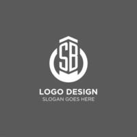 eerste sb cirkel ronde lijn logo, abstract bedrijf logo ontwerp ideeën vector