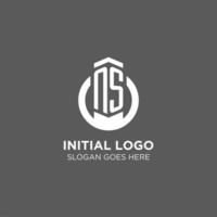 eerste NS cirkel ronde lijn logo, abstract bedrijf logo ontwerp ideeën vector