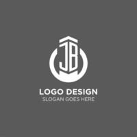 eerste jb cirkel ronde lijn logo, abstract bedrijf logo ontwerp ideeën vector