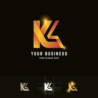 brief kl of kg monogram logo met rooster methode ontwerp vector