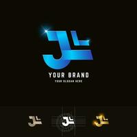 brief jl of jll monogram logo met rooster methode ontwerp vector
