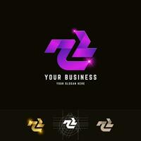 brief zl of zz monogram logo met rooster methode ontwerp vector