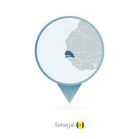 kaart pin met gedetailleerd kaart van Senegal en naburig landen. vector