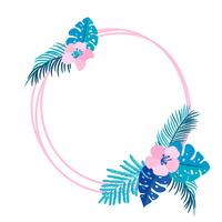 Geometrische zomer krans met tropische palm bloem en plaats voor tekst vector