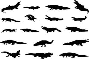 alligator silhouetten, krokodil silhouet, krokodil en alligator silhouet, alligator klem kunst vector