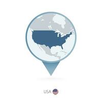kaart pin met gedetailleerd kaart van Verenigde staten van Amerika en naburig landen. vector