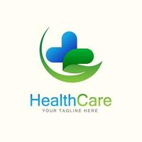 medisch logo Gezondheid zorg medisch blad biologisch groen voeding bladeren. gezondheidszorg en apotheek logo ontwerp en icoon sjabloon vector
