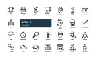 tennis atleet sport wedstrijd spel opleiding Gezondheid gedetailleerd schets lijn icoon reeks vector