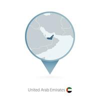 kaart pin met gedetailleerd kaart van Verenigde Arabisch emiraten en naburig landen. vector