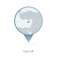 kaart pin met gedetailleerd kaart van Cyprus en naburig landen. vector