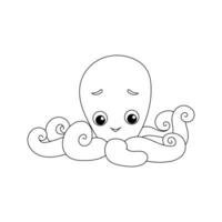 inktvis tekenfilm tekeningen. lijn kunst. Octopus. kleur boek. marinier dieren. vector