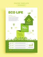 groen kleur poster van milieu infographics vector
