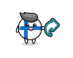 leuke vlag van finland badge houdt sociale media symbool voor delen vector