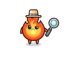 de mascotte van schattig vuur als detective vector