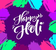 Gelukkig Holi-de lentefestival van kleuren die het vectorkalligrafie van letters voorzien begroeten vector