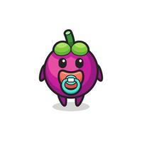 baby mangosteen stripfiguur met fopspeen vector